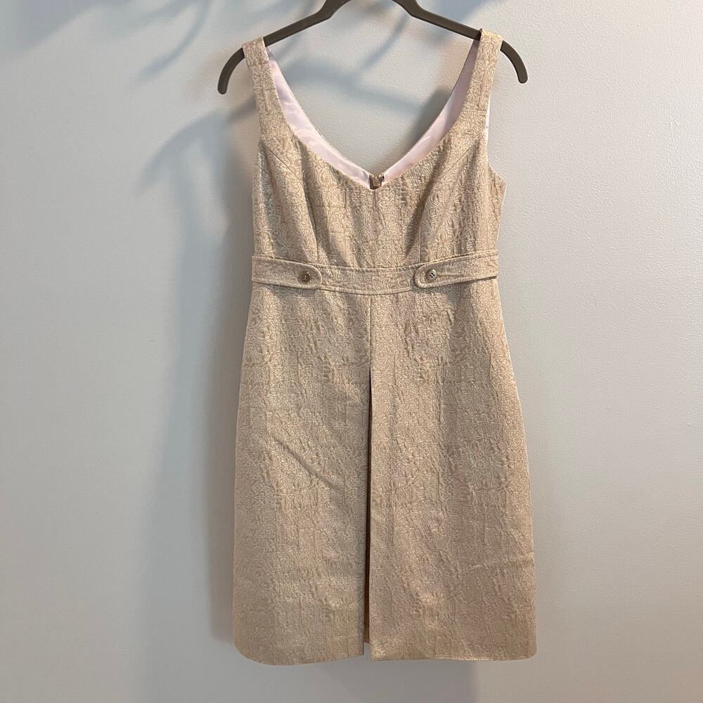 Badgley Mischka Cream Gold Dress Size 6